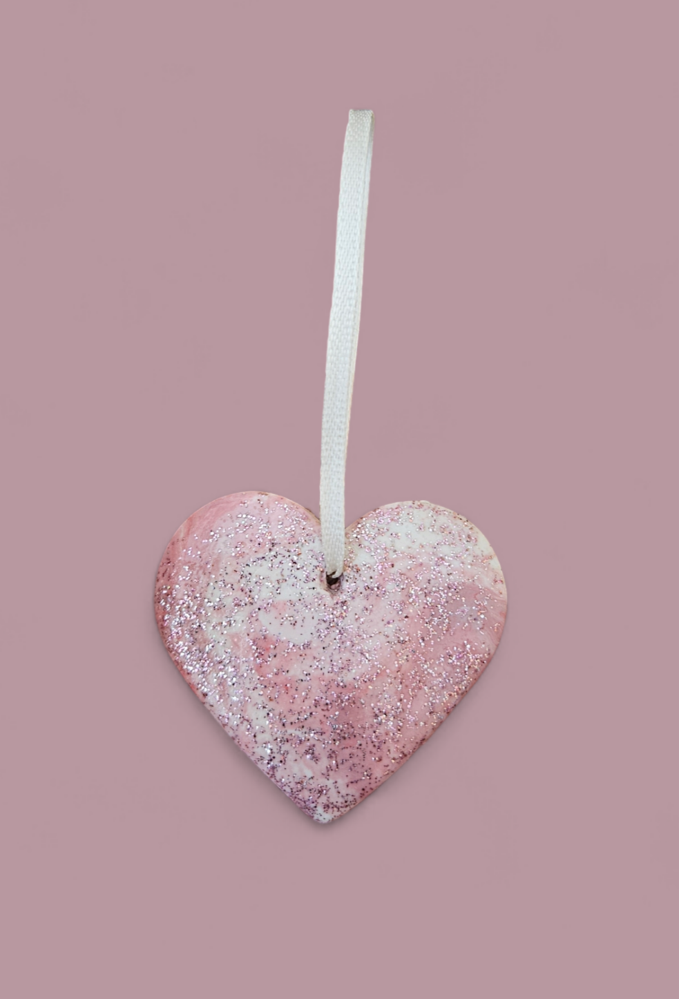 Pink Glitter Heart Wall Ornament
